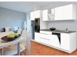 Respekta Premium Küchenzeile Grifflos 345 cm Weiß Matt-Weiß