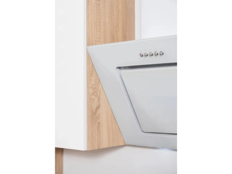 Respekta Premium Küchenzeile Grifflos 395 cm Weiß Hochglanz-Eiche Sägerau