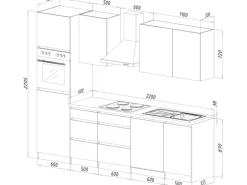 Respekta Premium Küchenzeile 280 cm Grifflos Weiß Hochglanz