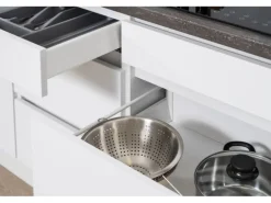 Respekta Premium Küchenzeile 280 cm Grifflos Weiß Hochglanz