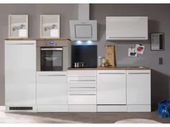Respekta Premium Küchenzeile BERP290HWWC 290 cm Weiß Hochglanz