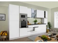 Respekta Premium Küchenzeile Grifflos 385 cm Weiß Matt-Weiß