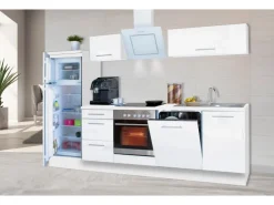 Respekta Premium Küchenzeile 280 cm Weiß Hochglanz