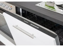 Respekta Premium Küchenzeile 220 cm Weiß Hochglanz-Eiche Grau