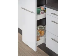 Respekta Premium Küchenzeile 250 cm Weiß Hochglanz-Eiche Grau