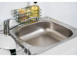 Respekta Premium Küchenzeile 250 cm Weiß Hochglanz-Eiche Grau