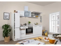 Respekta Premium Küchenzeile 240 cm Weiß Hochglanz