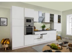 Respekta Premium Küchenzeile Grifflos 435 cm Weiß Matt-Weiß