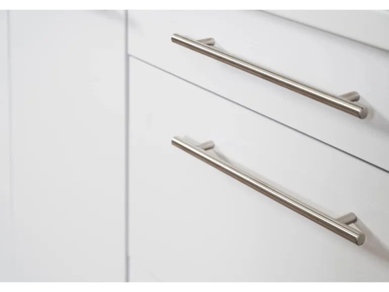 Respekta Premium Küchenzeile 300 cm Hochbau Weiß Hochglanz-Eiche Grau