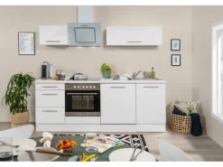 Respekta Premium Küchenzeile 220 cm Weiß Hochglanz