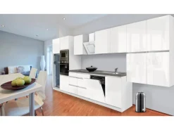 Respekta Premium Küchenzeile Grifflos 445 cm Weiß Hochglanz-Weiß