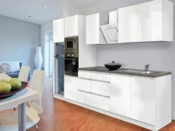 Respekta Premium Küchenzeile Grifflos 335 cm Weiß Hochglanz-Weiß