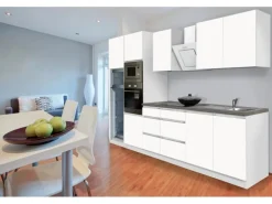 Respekta Premium Küchenzeile Grifflos 335 cm Weiß Matt-Weiß