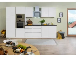 Respekta Premium Küchenzeile Grifflos 335 cm Weiß Matt-Weiß