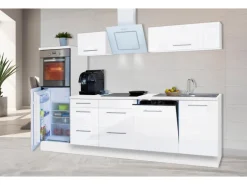 Respekta Premium Küchenzeile 280 cm Hochbau Weiß Hochglanz