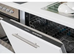 Respekta Premium Küchenzeile 280 cm Hochbau Schwarz Hochglanz-Weiß