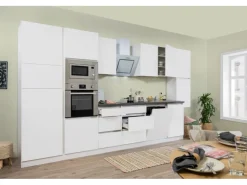 Respekta Premium Küchenzeile Grifflos 395 cm Weiß Matt-Weiß