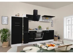 Respekta Premium Küchenzeile 310 cm Schwarz Hochglanz-Weiß