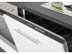 Respekta Premium Winkelküche 260 x 200 cm Grau Hochglanz-Eiche Grau