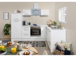 Respekta Premium Winkelküche 260 x 200 cm Weiß Hochglanz