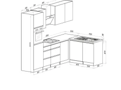 Respekta Premium Winkelküche Grifflos 280 cm Grau Hochglanz-Weiß