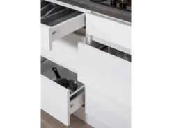 Respekta Premium Winkelküche Grifflos 280 cm Weiß Hochglanz