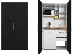 Respekta Schrankküche SKWSMI reversibel Schwarz-Weiß