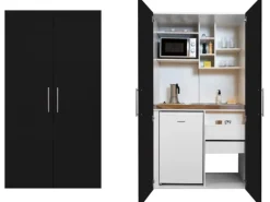 Respekta Schrankküche SKWSMIC reversibel Schwarz-Weiß