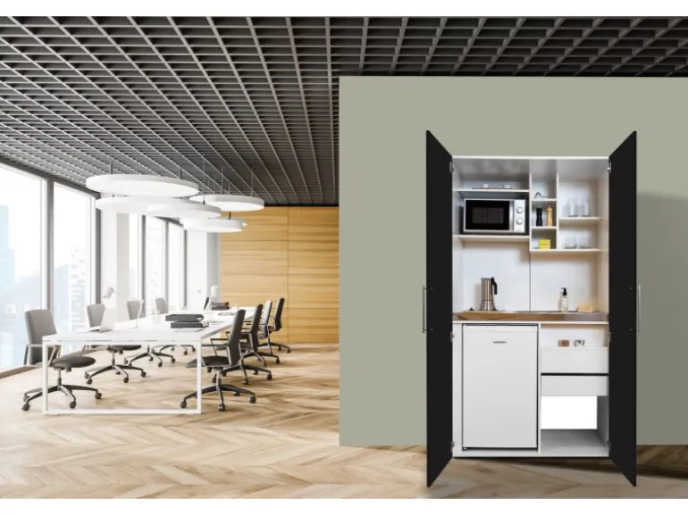 Respekta Schrankküche SKWSMIC reversibel Schwarz-Weiß