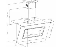 Respekta Schräghaube CH42090BSA 90 cm Black Steel