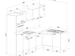Respekta Winkelküche 280 cm Schwarz-Seidenglanz Eiche-York