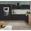 Respekta Winkelküche 370 cm Schwarz Seidenglanz-Eiche York Nachbildung