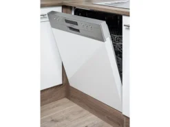 Respekta Winkelküche 370 cm Schwarz Seidenglanz-Eiche York Nachbildung