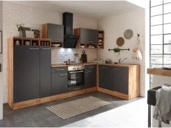 Respekta Winkelküche BEKBL310EGC 310 x 172 cm Grau-Wildeiche Nachbildung