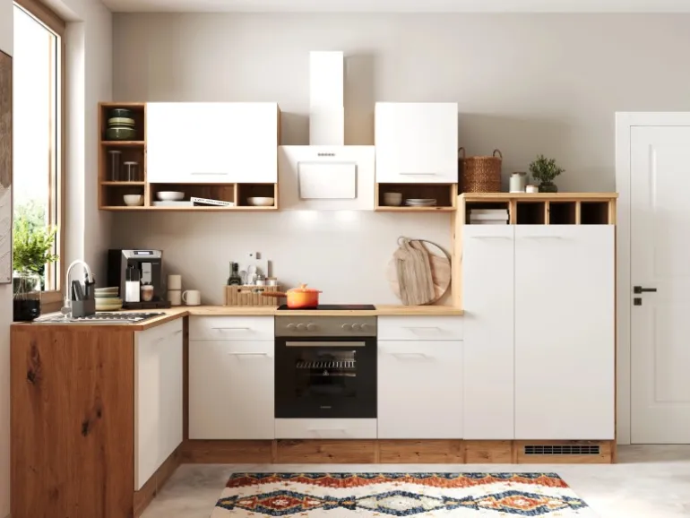 Respekta Winkelküche Hilde 310 x 172 cm mit Kücheninsel Weiß