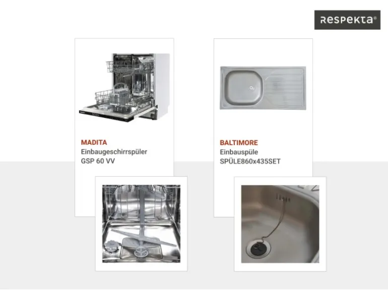 Respekta Winkelküche Hilde 280 x 172 cm mit Kücheninsel Grau