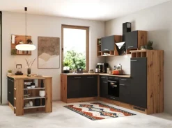 Respekta Winkelküche Hilde 280 x 172 cm mit Kücheninsel Grau