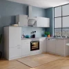 Respekta Winkelküche KBL280WWBSCG 280 x 172 cm Weiß-Beton Optik