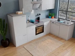 Respekta Winkelküche KBL280WWBSCG 280 x 172 cm Weiß-Beton Optik