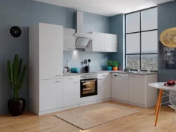 Respekta Winkelküche KBL280WWBSCGKEG 280 x 172 cm Weiß-Beton Optik