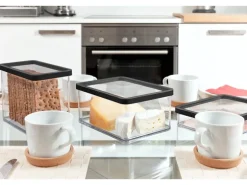 Rotho Dose Loft Premium Breit 2,25 l Transparent-Schwarz