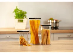 Rotho Dose Loft Premium Quadratisch 2 l Transparent-Schwarz