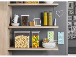 Rotho Dose Loft Premium Quadratisch 1 l Weiß-Transparent