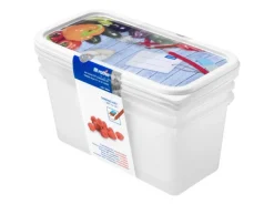 Rotho Gefrierdosen-Set Domino Gemüse 1,5 l Weiß 3-teilig