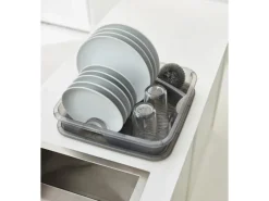 Rotho Küchen-Geschirrabtropfer Geometric Transparent/Grau