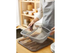 Rotho Küchen-Geschirrabtropfer Geometric Transparent/Grau