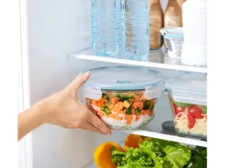 Rotho Kühlschrankdose Nala mit Kunststoffdeckel Glas Rund 2 l Mistletoe Green