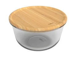 Rotho Kühlschrankdose Nala mit Bambusdeckel Glas Rund 1 l