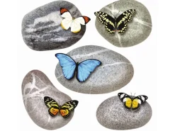 Sanders & Sanders Wandtattoo Kieselsteine Grau Gelb und Blau 30 x 30 cm 600334