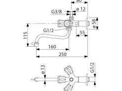 Sanitop-Wingenroth Wandauslaufbatterie für Kochendwassergerät Chrom